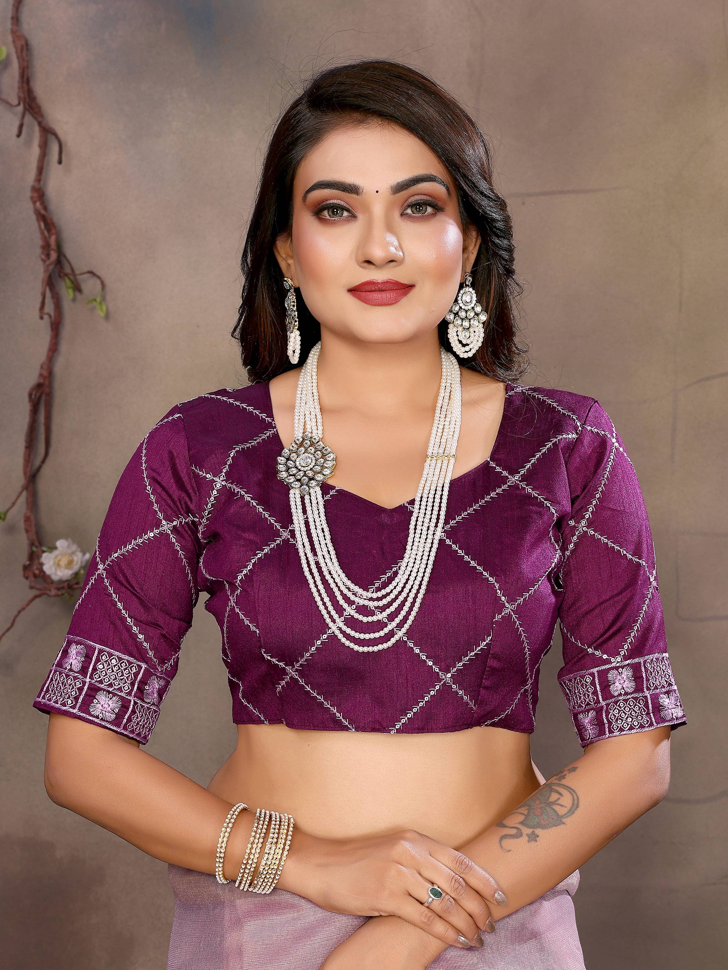 Vedant Vastram Chiffon Net Embroidery work Bollywood Fancy Saree - Lavender - Dista