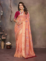 Thumbnail for Vedant Vastram Chiffon Net Embroidery work Bollywood Fancy Saree - Orange - Dista