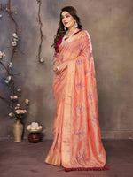 Thumbnail for Vedant Vastram Chiffon Net Embroidery work Bollywood Fancy Saree - Orange - Dista
