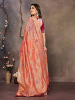 Thumbnail for Vedant Vastram Chiffon Net Embroidery work Bollywood Fancy Saree - Orange - Dista