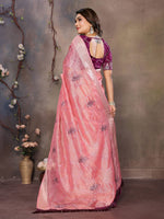 Thumbnail for Vedant Vastram Chiffon Net Embroidery work Bollywood Fancy Saree - Peach - Dista