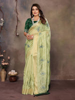 Thumbnail for Vedant Vastram Chiffon Net Embroidery work Bollywood Fancy Saree - Pista - Dista