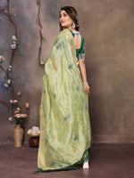 Thumbnail for Vedant Vastram Chiffon Net Embroidery work Bollywood Fancy Saree - Pista - Dista