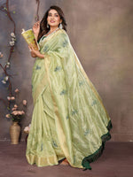 Thumbnail for Vedant Vastram Chiffon Net Embroidery work Bollywood Fancy Saree - Pista - Dista