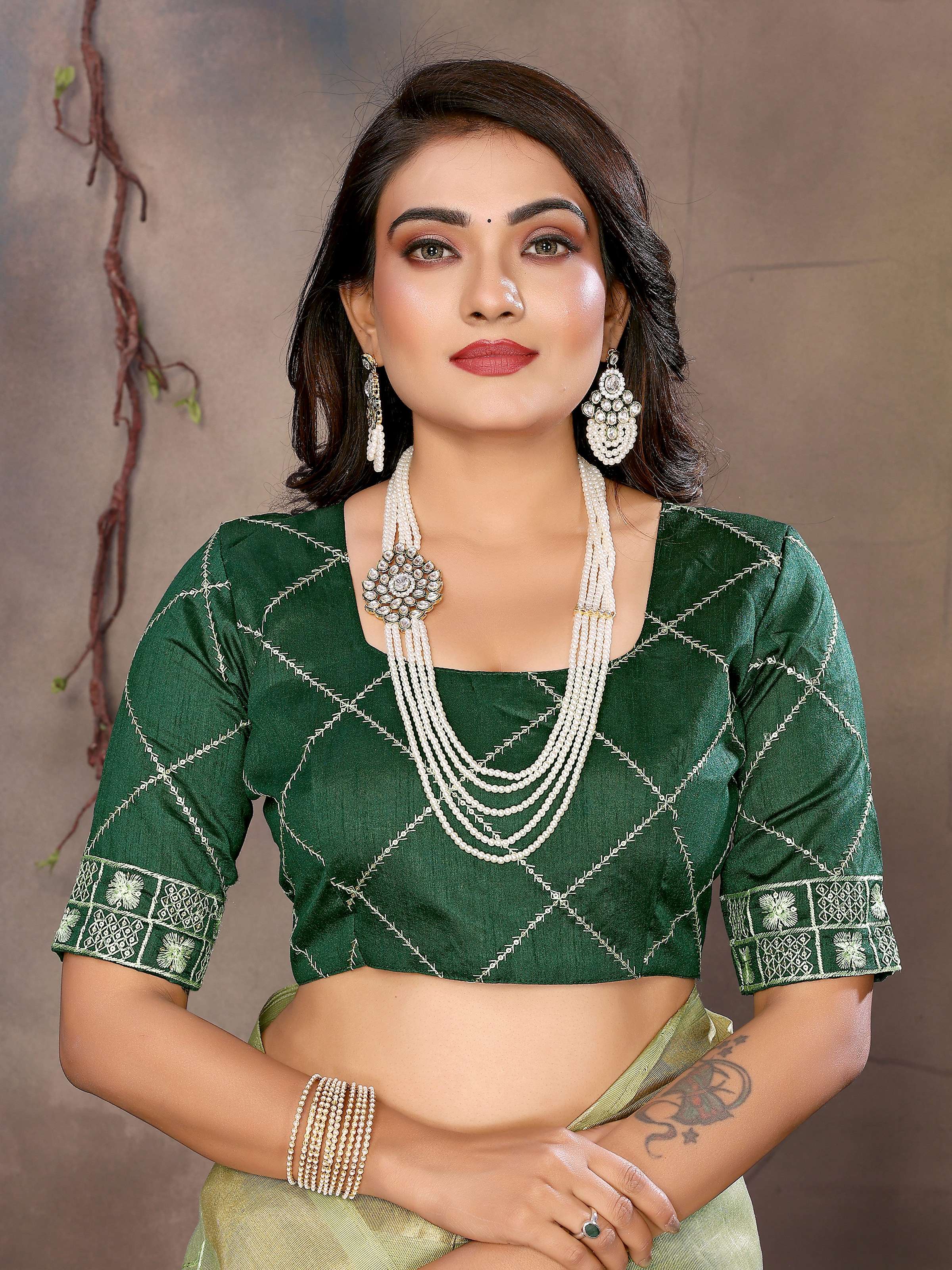 Vedant Vastram Chiffon Net Embroidery work Bollywood Fancy Saree - Pista - Dista
