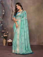 Thumbnail for Vedant Vastram Chiffon Net Embroidery work Bollywood Fancy Saree - Turquoise - Dista