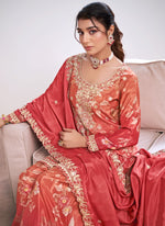 Thumbnail for Vegaa Fashion Red Embroidery Chinon Silk Salwar suit - Distacart