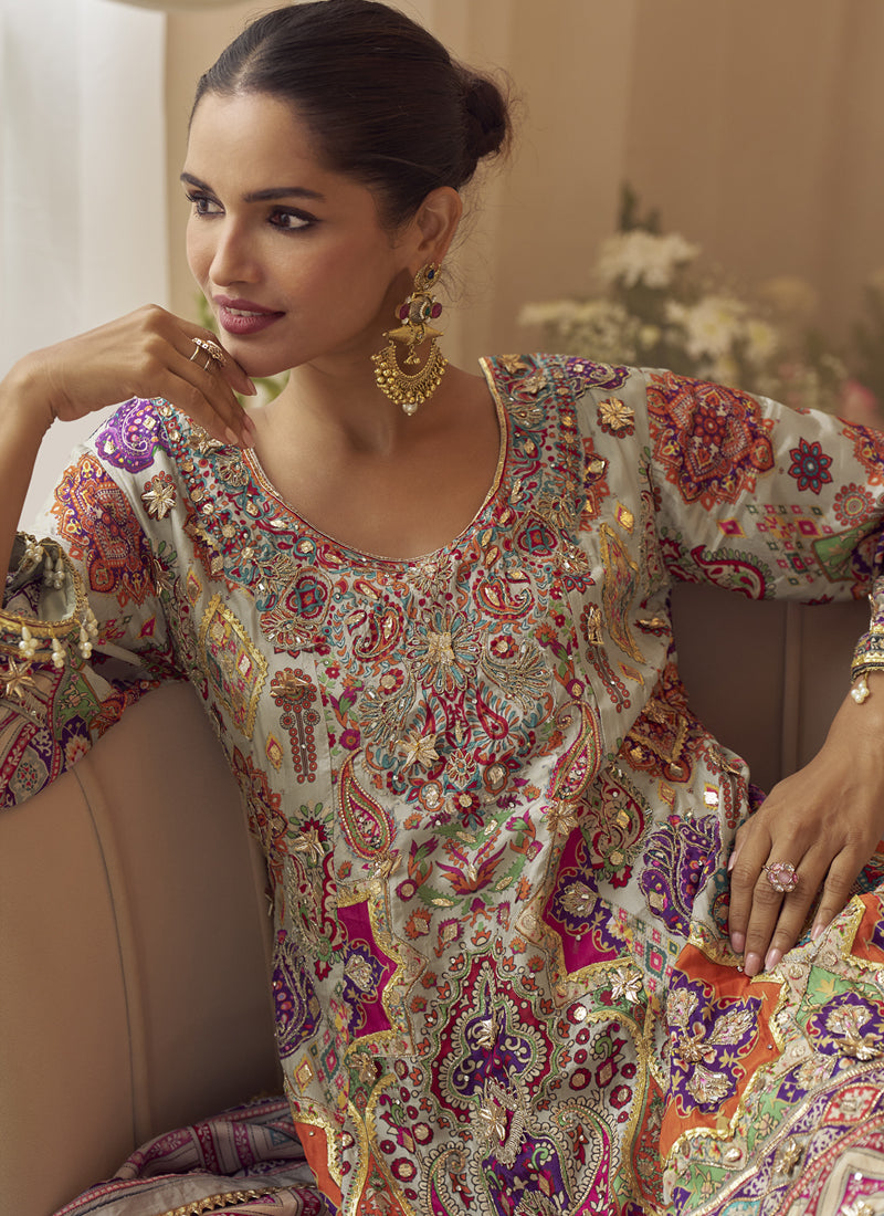 Vegaa Fashion Multicolor Printed Natural Crep Silk Anarkali Suit - Distacart