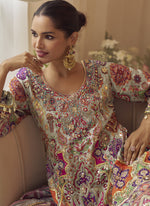 Thumbnail for Vegaa Fashion Multicolor Printed Natural Crep Silk Anarkali Suit - Distacart