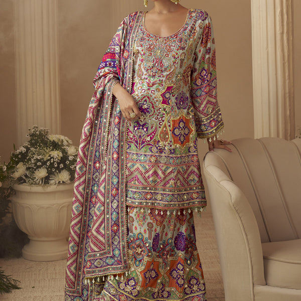 Vegaa Fashion Multicolor Printed Natural Crep Silk Anarkali Suit - Distacart