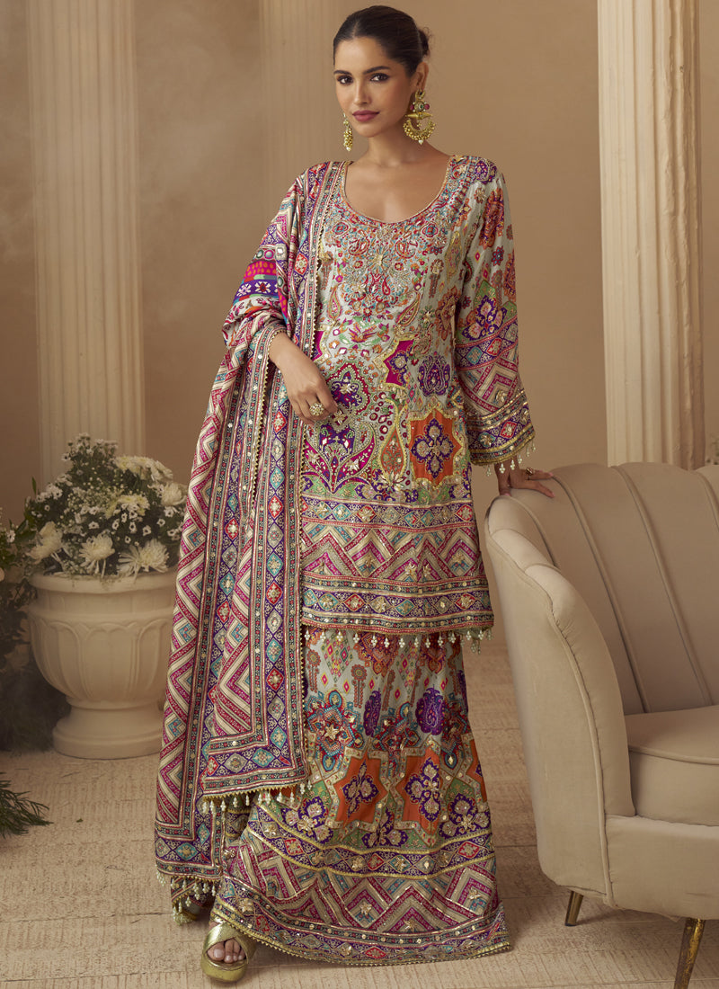 Vegaa Fashion Multicolor Printed Natural Crep Silk Anarkali Suit - Distacart