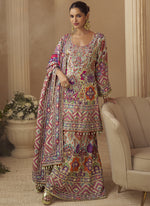 Thumbnail for Vegaa Fashion Multicolor Printed Natural Crep Silk Anarkali Suit - Distacart