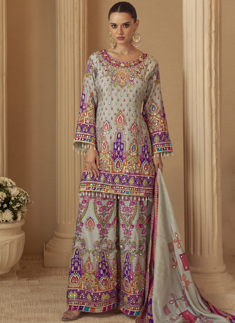 Vegaa Fashion Multicolor Printed Natural Crep Silk Anarkali Suit - Distacart