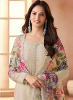 Thumbnail for Vegaa Fashion Cream Soft Chiffon Salwar Suit - Distacart