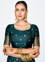 Thumbnail for Vellora Navy Blue Premium Banarasi Silk Saree with Gold Zari