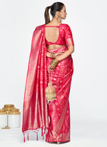 Thumbnail for Vellora Rani Pink Premium Zari Weaving Soft Silk Saree