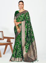Thumbnail for Vellora Emerald Green Soft Silk Royal Zari Weaving Saree