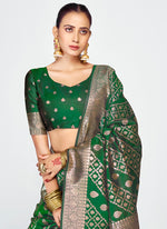 Thumbnail for Vellora Emerald Green Soft Silk Royal Zari Weaving Saree