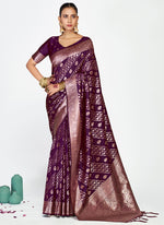 Thumbnail for Vellora Royal Purple Traditional Soft Silk Zari Weaving Saree