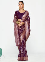 Thumbnail for Vellora Royal Purple Traditional Soft Silk Zari Weaving Saree