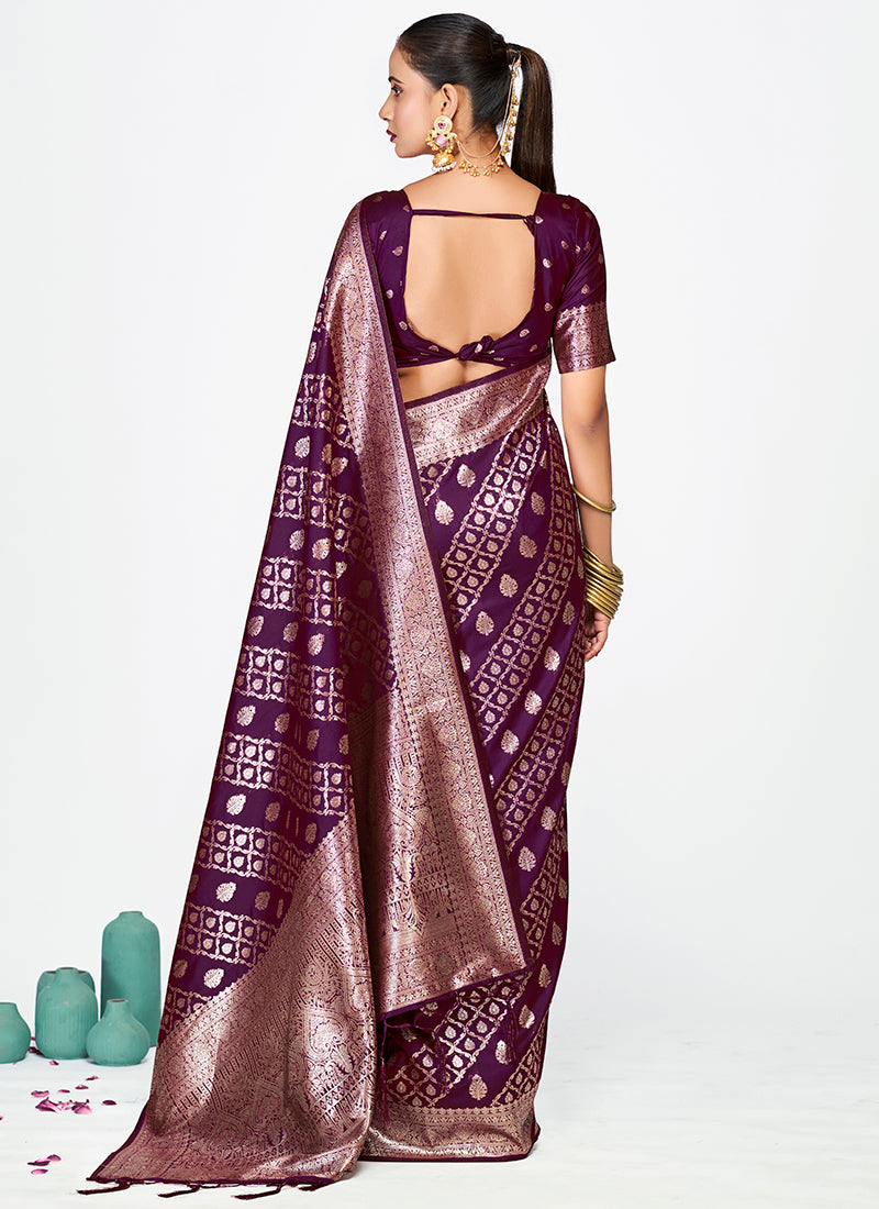 Vellora Royal Purple Traditional Soft Silk Zari Weaving Saree