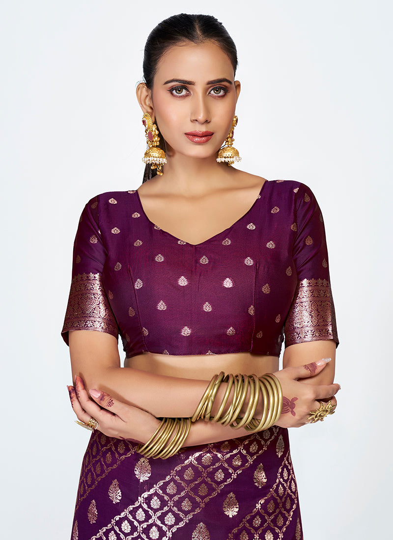 Vellora Royal Purple Traditional Soft Silk Zari Weaving Saree