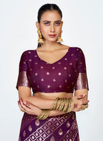 Thumbnail for Vellora Royal Purple Traditional Soft Silk Zari Weaving Saree