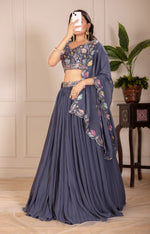 Thumbnail for Lehenga Mart Designer Wedding Lehenga choli for Women - Grey - Distacart