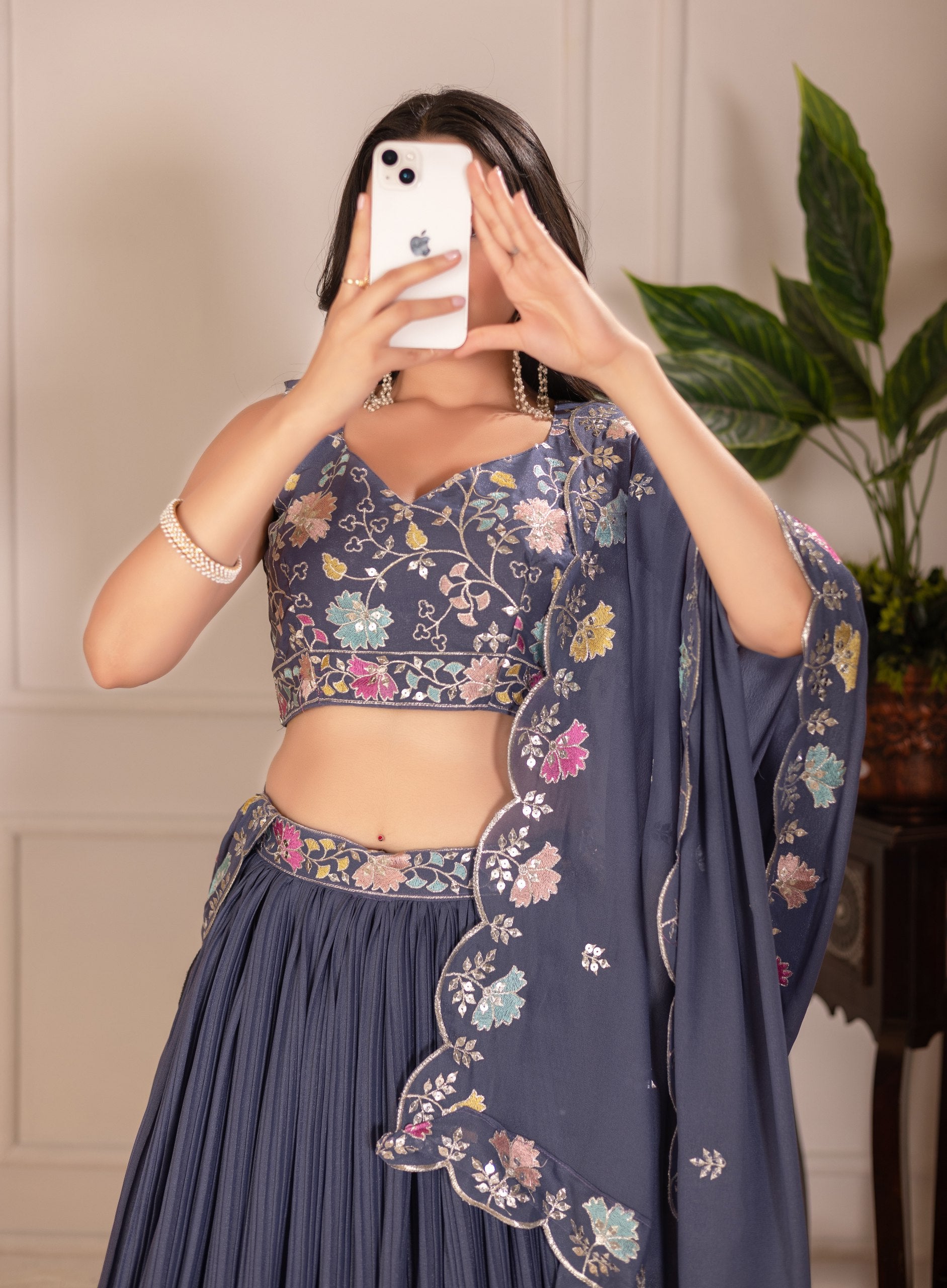 Lehenga Mart Designer Wedding Lehenga choli for Women - Grey - Distacart