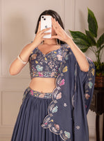 Thumbnail for Lehenga Mart Designer Wedding Lehenga choli for Women - Grey - Distacart