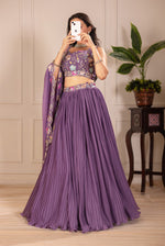 Thumbnail for Lehenga Mart Designer Wedding Lehenga choli for Women - purple - Distacart