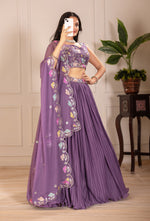 Thumbnail for Lehenga Mart Designer Wedding Lehenga choli for Women - purple - Distacart