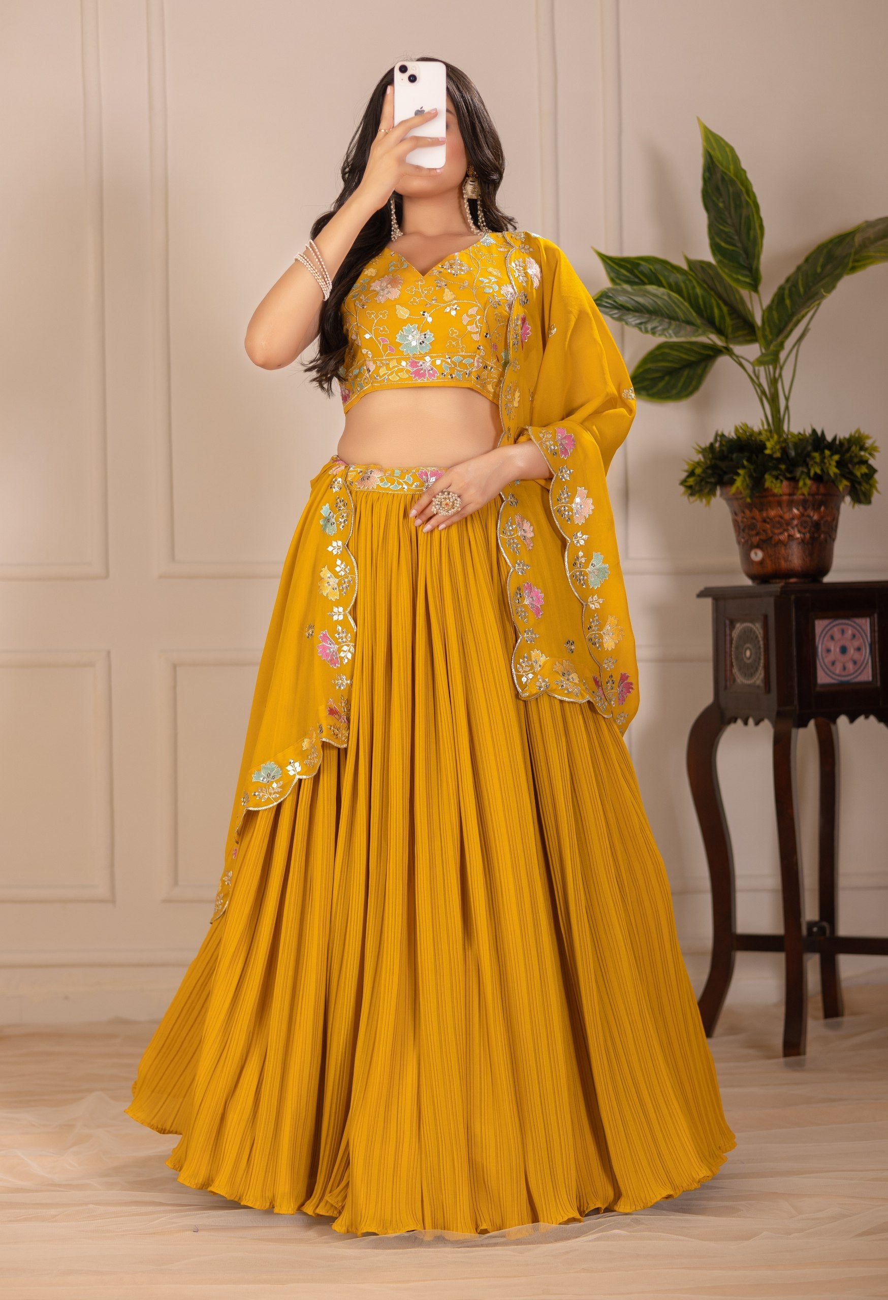 Lehenga Mart Designer Wedding Lehenga choli for Women - Yellow - Distacart