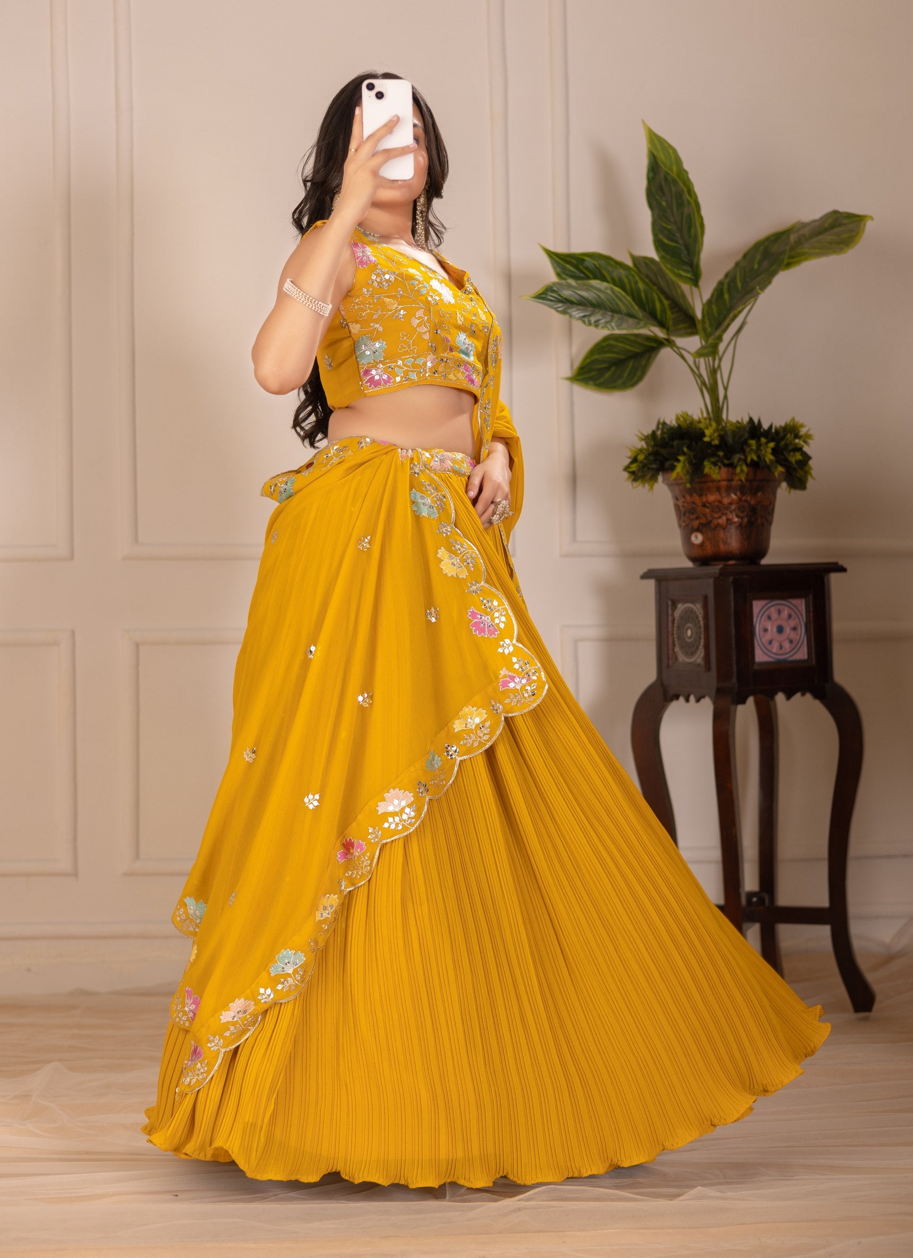 Lehenga Mart Designer Wedding Lehenga choli for Women - Yellow - Distacart