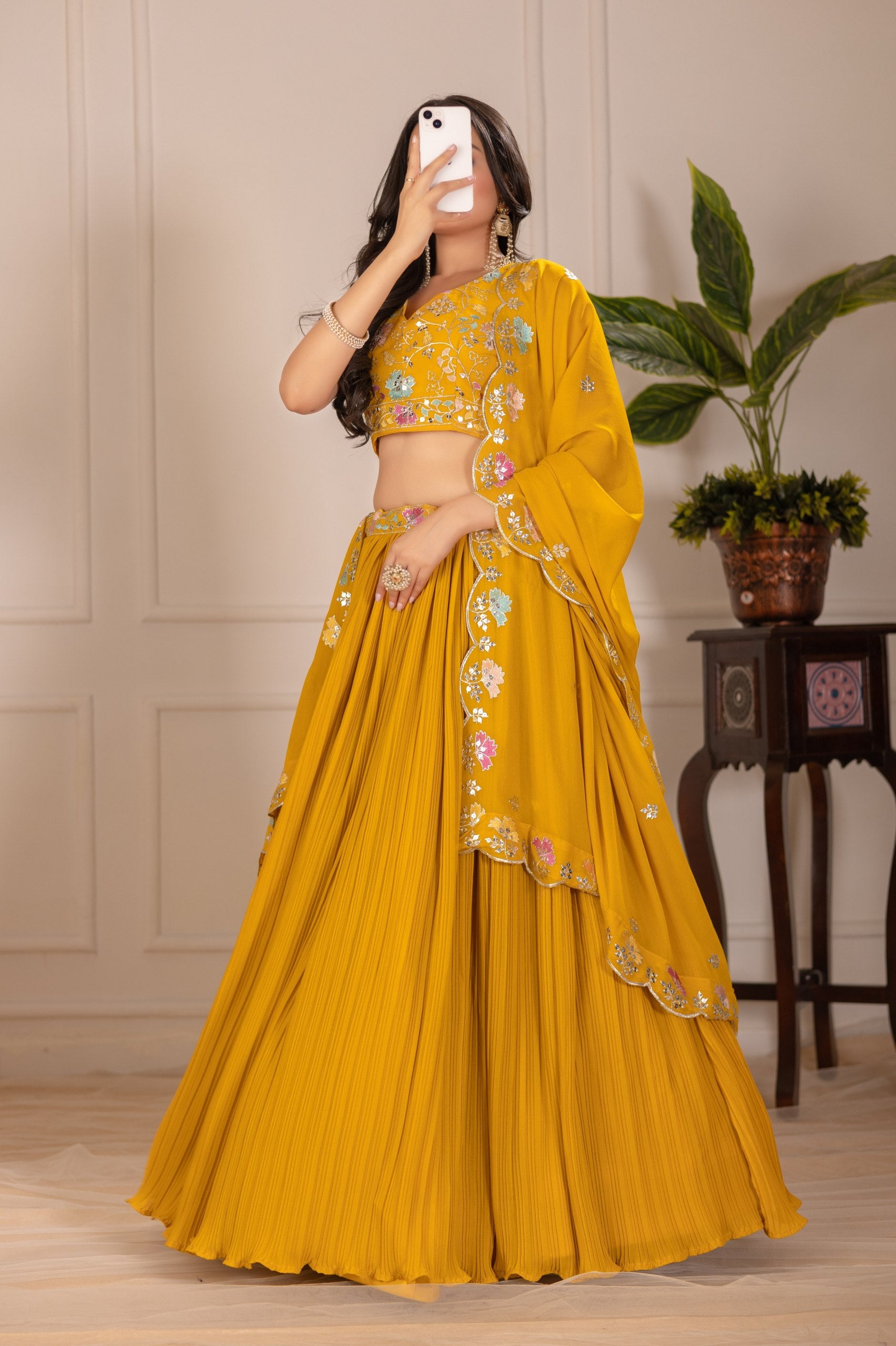 Lehenga Mart Designer Wedding Lehenga choli for Women - Yellow - Distacart