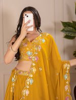 Thumbnail for Lehenga Mart Designer Wedding Lehenga choli for Women - Yellow - Distacart