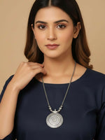 Thumbnail for NVR Women Round Mandaliya Silver Plated Necklace - Distacart