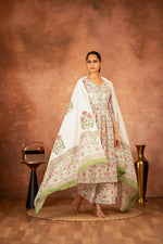 Thumbnail for Joban Fashion Green Pink Hand Block Printed Cotton Suit Set - Distacart