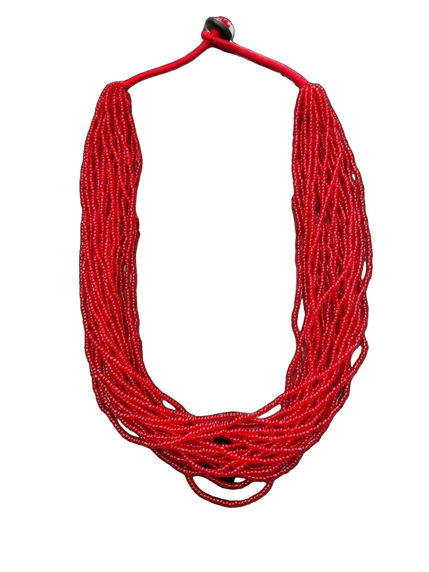 Inhanns Handmade Beaded Multilayer Necklace, 20 Layers - Red - Distacart