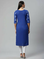 Thumbnail for Ahalyaa Womens Beautiful Royal Blue Pure Cotton Printed Kurtas - Distacart