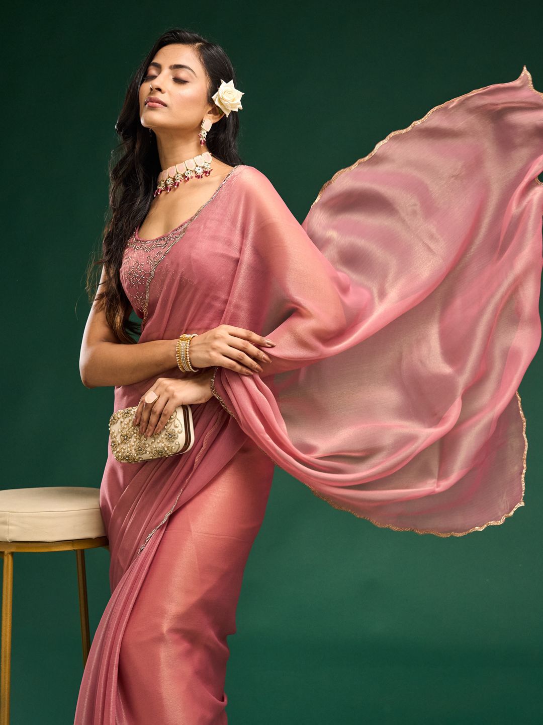 kasee Beads and Stones Saree - Distacart