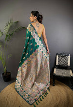 Thumbnail for Joban Fashion Meenakari Teal Green Woven Soft Silk Saree