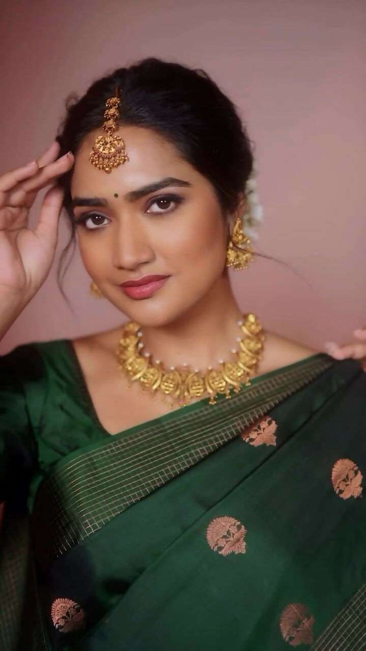 Preksha Creation Designer Women Banarasi Soft Silk Saree - Green - Distacart