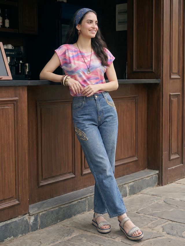 Janasya Multi Straight Crepe Top - Dista