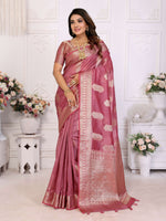 Thumbnail for Aastha Fashion Dusty Rose Soft Organza Silk Weaving Saree - Distacart