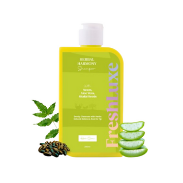 FreshLuxe Herbal Harmony Shampoo Anti-Dandruff Hair Cleanser with Aloe Vera, Neem & Sitafal - Distacart