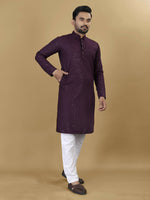 Thumbnail for Anaita Purple Embroidered Rayon Straight Kurta - Distacart