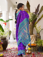 Thumbnail for Anaita Violet Silk Woven Saree With Blouse - Distacart