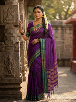Thumbnail for Anaita Violet Silk Woven Saree With Blouse - Distacart