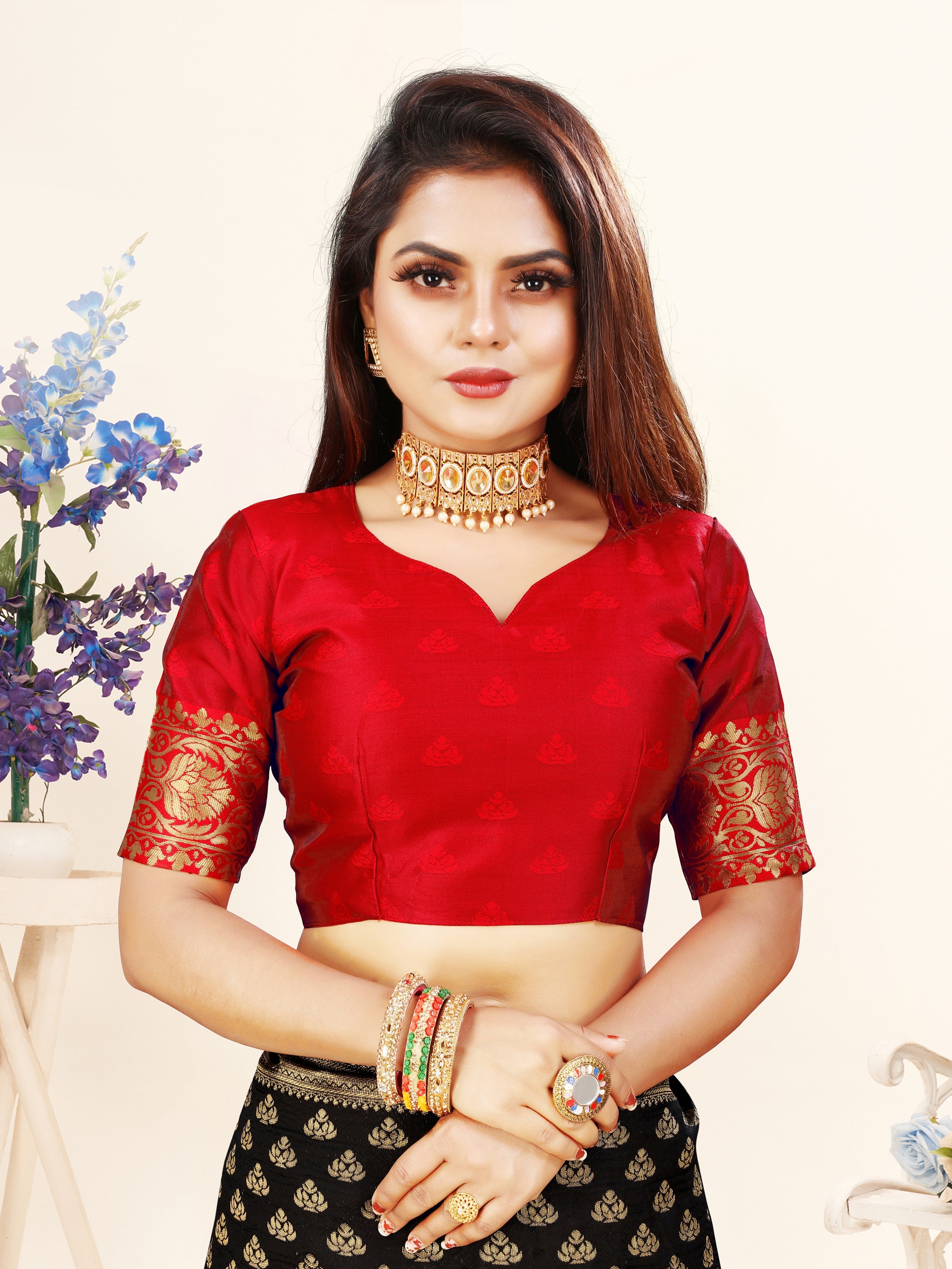 Vedant Vastram Litchi Silk Designer Banarasi Saree - Black - Distacart